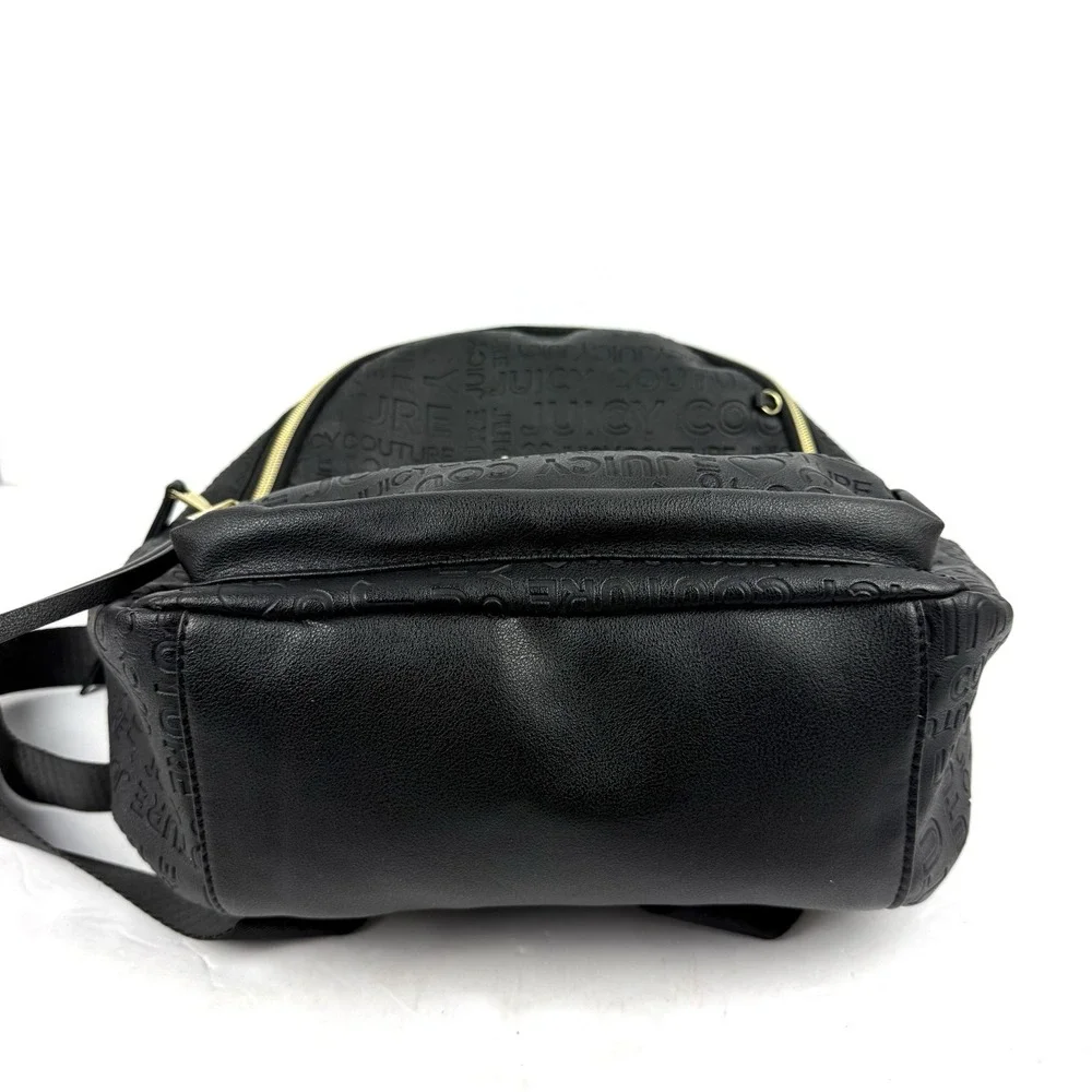 Juicy Couture Word Play Backpack Black Faux Leather Street Wear Chic Handbag New